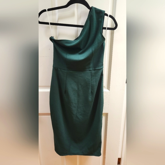 NWT! S Dark Green Cross Over Dress - Picture 3 of 6